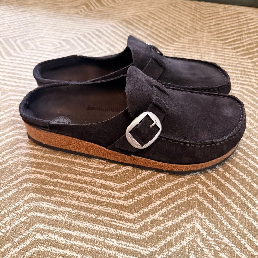 Birkenstock Buckley Black Suede Clogs Mule Shoes Size 41 US 10 - Picture 2 of 5